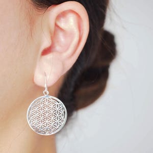 21 or 26 mm Flower of Life Earrings, Seed of Life earrings, Sacred Geometry Earrings, Gift for Mom / DX18-9