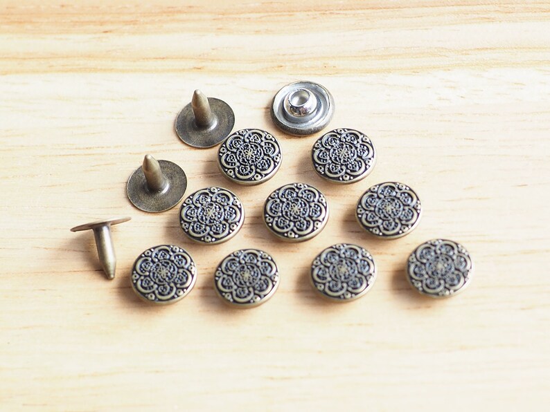 20 Sets of 9 Mm Lotus Rivets Vintage Flower Rivet Stud Etsy