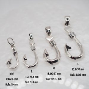 Sterling silver Fish hook Pendant Necklace, Maori Fish hook Charm, Hawaiian Hook Pendant, Men Necklace, Gift for him