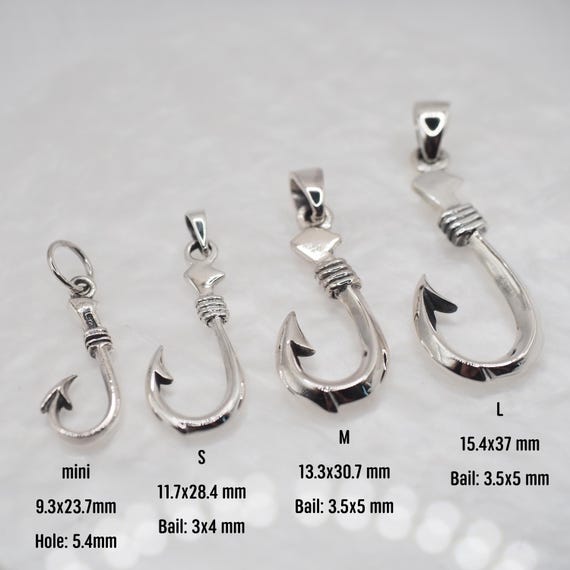 Sterling Silver Fish Hook Pendant Necklace, Maori Fish Hook Charm