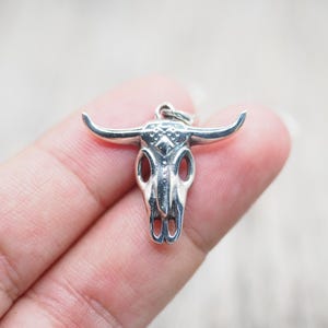 Sterling silver Buffalo Pendant Necklace, Bull Skull Necklace, Southwestern Jewelry,