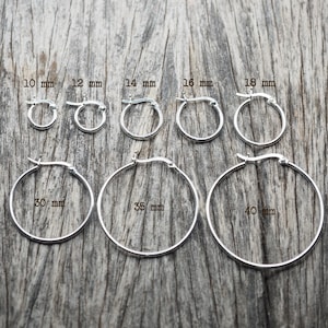 10-40 mm Tiny Small Hoop earrings, Sterling Silver Plain Hoop French locked Earrings, Minimalist Earrings, Everyday jewelry / PX6