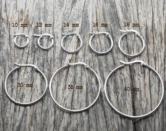 Aros pequeños de 10-40 mm, de plata de ley, con cierre francés, minimalistas, para uso diario / PX6