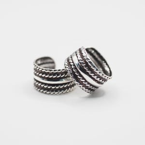 Rope lines Ear cuff, Ethnic Tribal Ear cuff no piercing Earrings, Sterling silver helix ear cuff, Minimalist Cartilage ear cuff / EC37