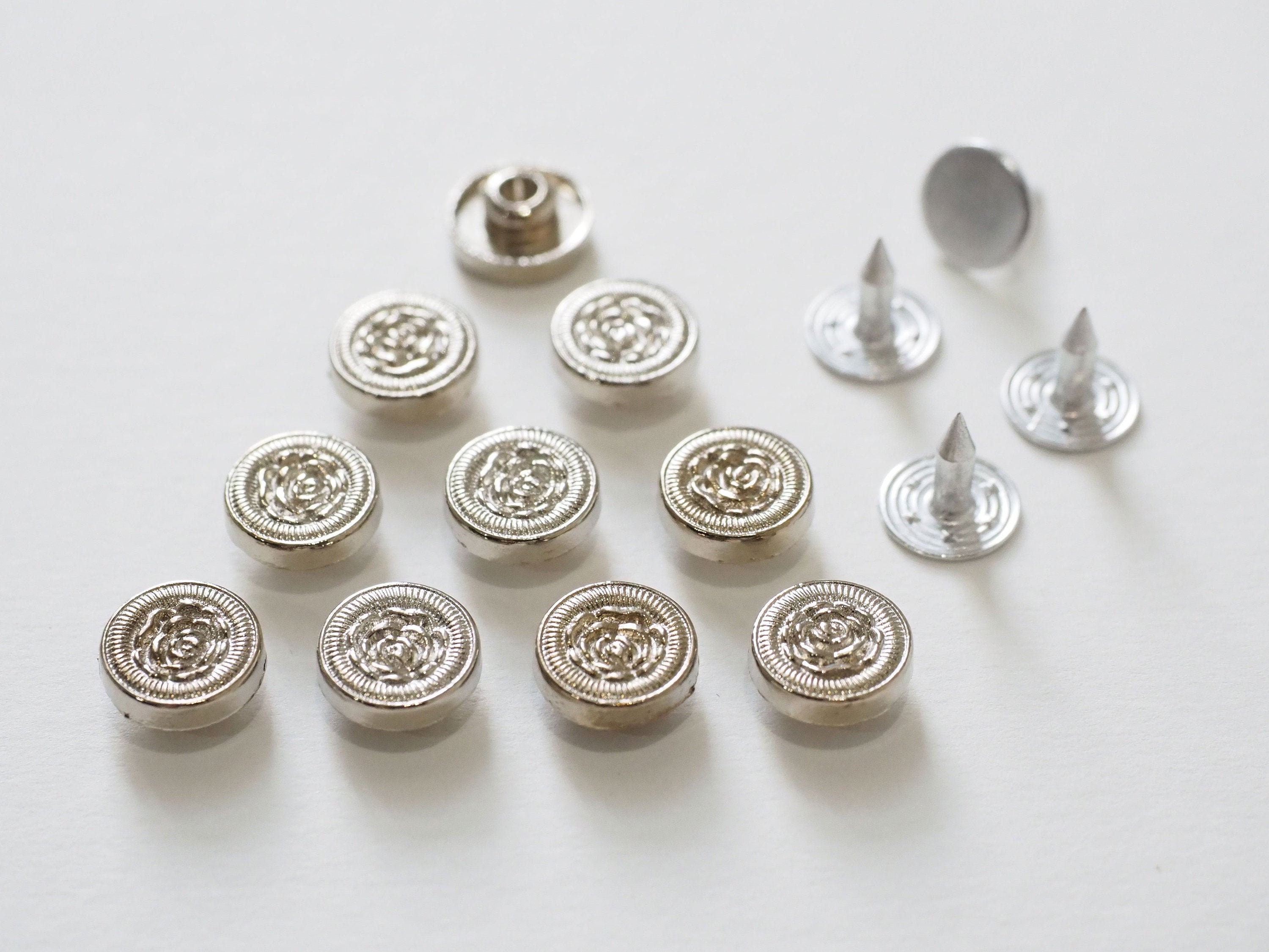 20 Sets of Silver Rose Stud Rivets Flower Rivet stud Etsy