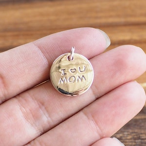 Mom Tag Charm pendants, I love you mom charm, sterling silver Jewelry Supplies, Family jewelry, Gift for mother /PD239 image 4
