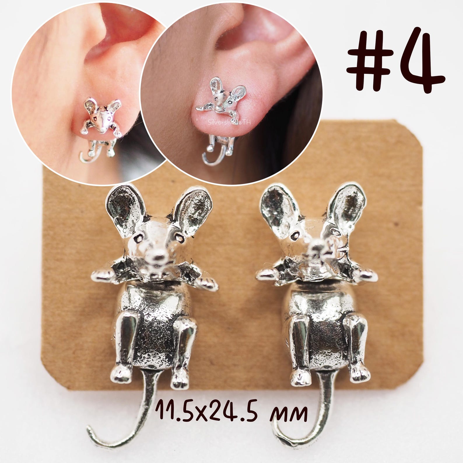 Cute Rat Earrings, Tiny Rodent Rat Studs, Mouse Earrings, Christmas ...