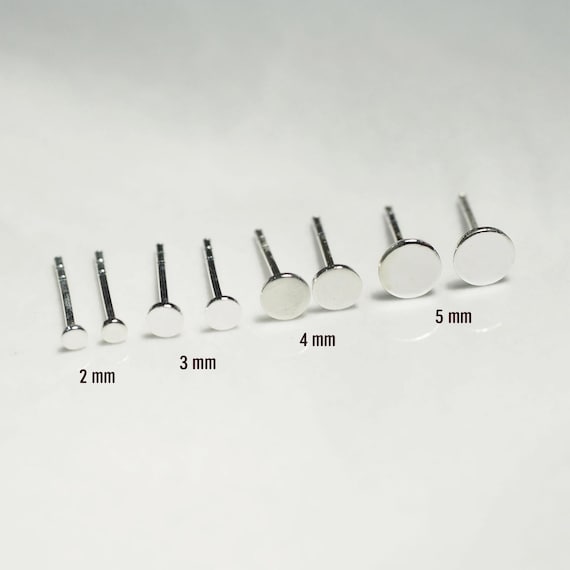 2-5 mm Tiny Circle Earrings, Nail Head stud Earrings, Dainty disc stud, Cartilage helix Minimalist earrings Q399-402