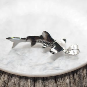 Hammerhead shark Pendant Necklace, Movable Head and Tail, Sterling silver Movable Shark Fish pendant, Ocean Sea Nautical Jewelry / DP20
