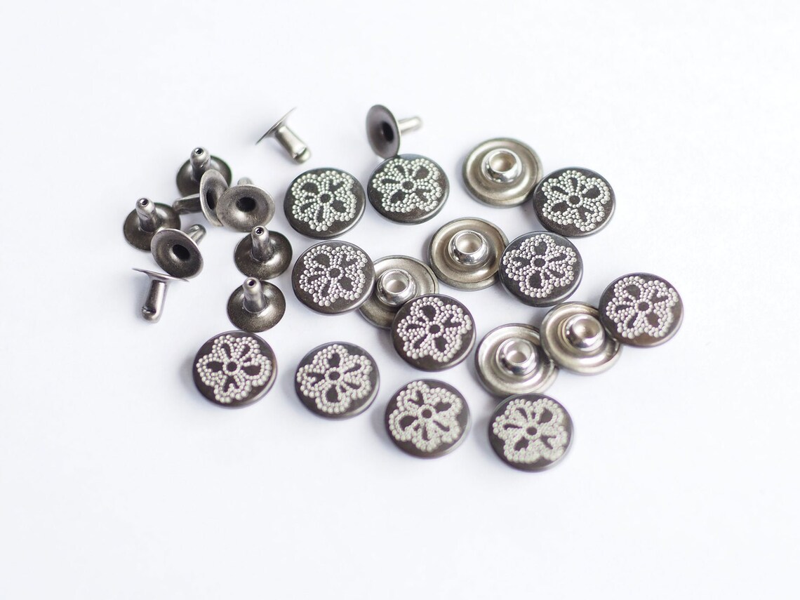 24 Sets of 10 Mm Flower Stud Rivets Flower Rivet Leather Etsy
