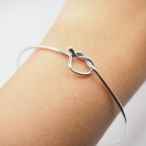 Sterling Silver Love Knot Bangle Bracelet, Cuff Bracelet