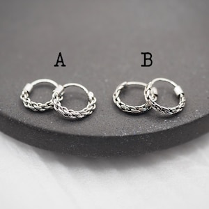 10 mm Tiny Chain Hoop Earrings, Silver925 Small Twisted Hoop Earrings, Cartilage Helix tragus Hoop earrings / FX37-8