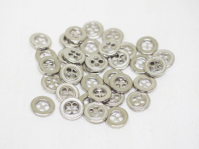 24 pieces 10 mm Silver Metal buttons 4 Holes Sewing Etsy