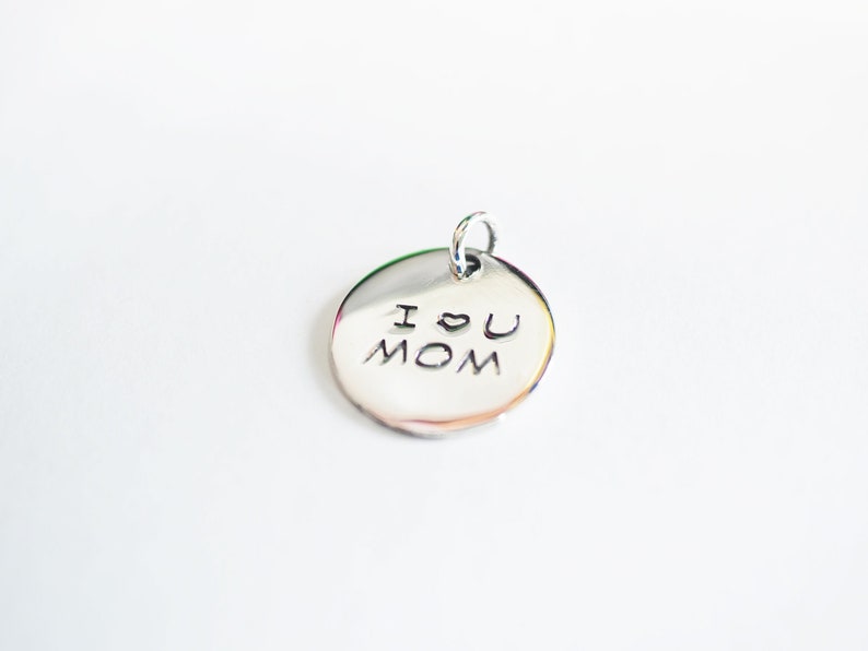 Mom Tag Charm pendants, I love you mom charm, sterling silver Jewelry Supplies, Family jewelry, Gift for mother /PD239 image 1