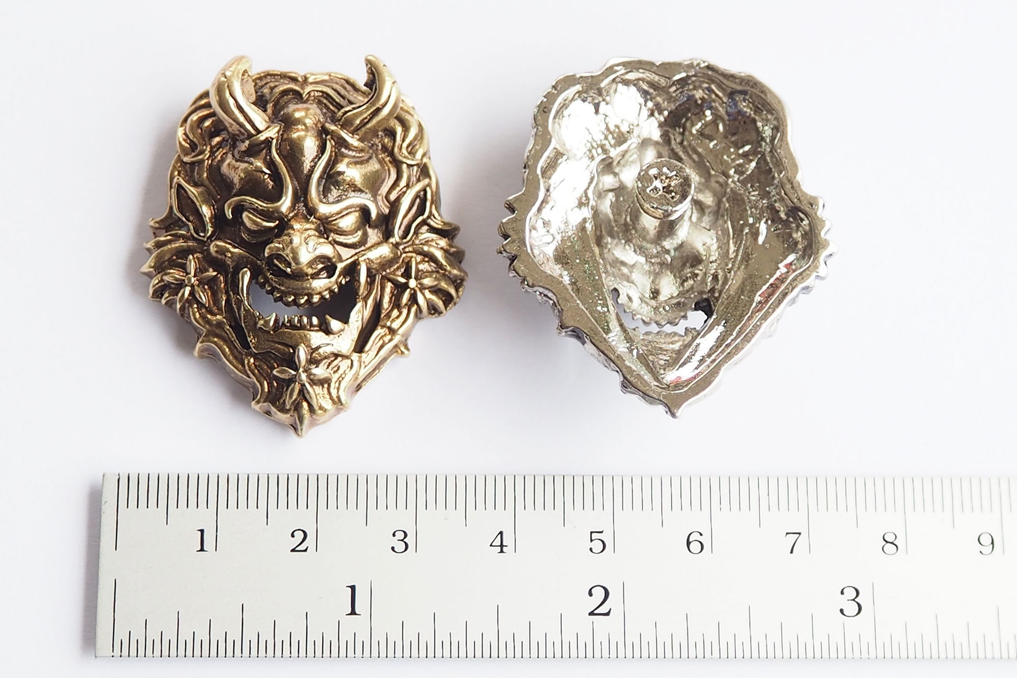 2 Pcs - Demon Conchos, Kabuki Stud Concho, Oni Evil Mask Conchos ...