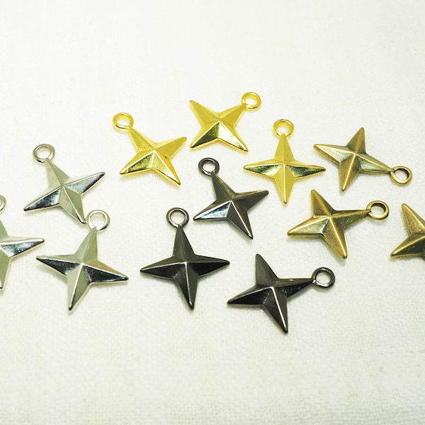 10 pieces - Shuriken Charm pendants, Ninja star Charm, Weapon charm