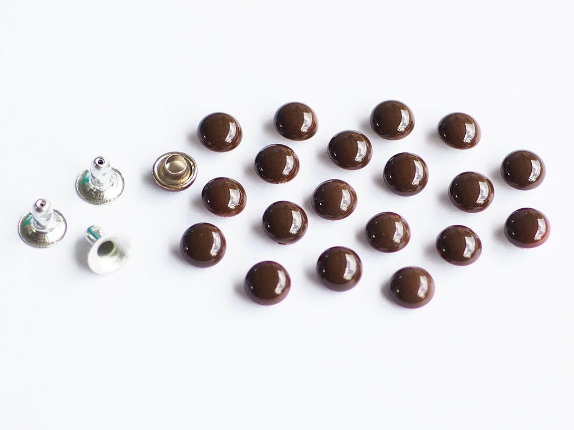 100 Sets of 6 Mm Brown Dome Rivet Stud Leather Craft Stud Etsy