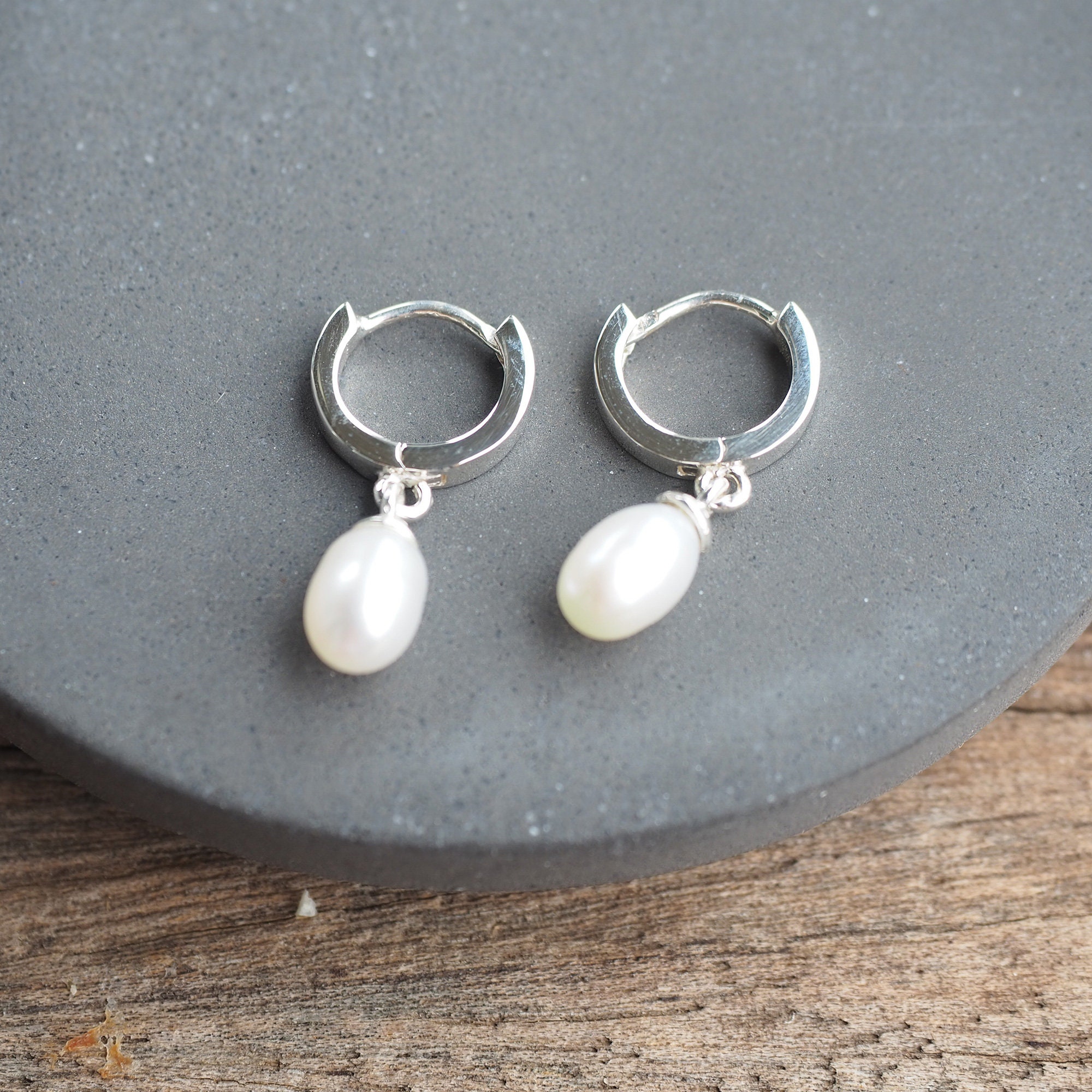Amazon.com: Pearl Hoop Earrings S925 Silver Plated Cubic