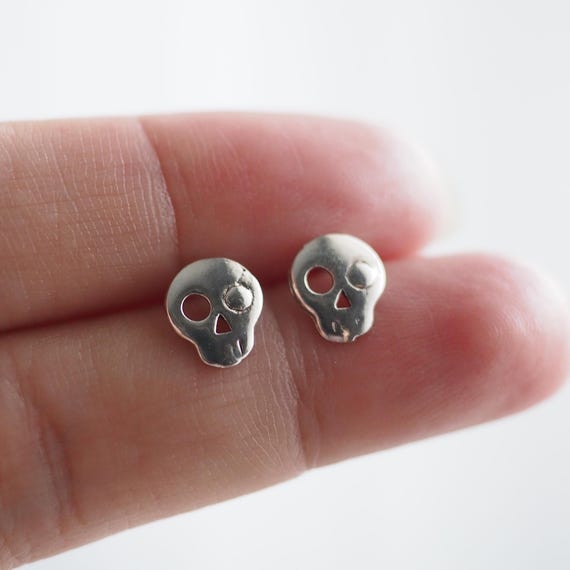 Sugar Skull Earrings • Sterling Silver • Day of the Dead Jewelry • Dia de los Muertos Earrings • Skull Studs • Mexican Festival Gift /Q330