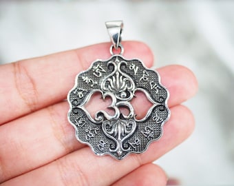 Sterling silver Ohm Pendants, Bhodi ohm charm Necklace, Mantra Spiritual Necklace /GDS51