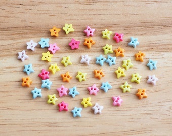 150 pieces 5 mm Tiny Star buttons, Mixed Color, Sewing Buttons, Plastic Buttons, Craft Supplies BU#4