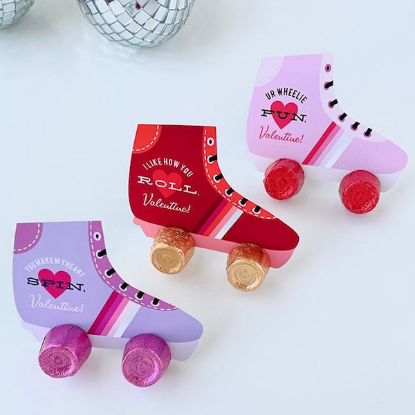 Digital Download Roller Skate Mini Valentines - 3 color ways, perfect for kids and adults, classrooms, Galentines and teachers