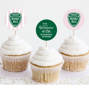 Digital Download Troop Beverly Hills Cupcake Toppers - perfect for glamping, camping, scout birthday parties or baby showers.