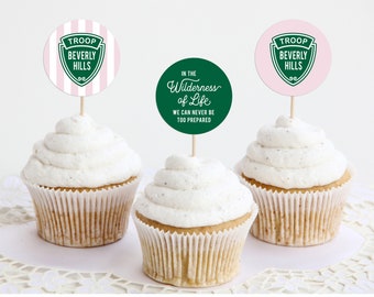 Digital Download Troop Beverly Hills Cupcake Toppers - perfect for glamping, camping, scout birthday parties or baby showers.