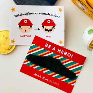 Digitaler Download Klempner Super Mario Brothers Mustache Karten - perfekt für Geburtstag Gastgeschenke