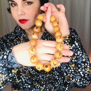 Moon Phases Necklace, Vintage, Wooden, Wood Burning, Burnt
