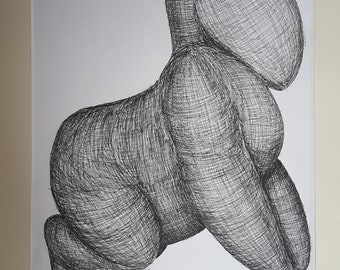 Hand drawn pen and ink wall hanging gorilla nursery drawing animal drawing "Imaginimals No. 2"