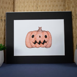 Hand drawn pen and ink wall hanging Halloween Jack-o-Lantern