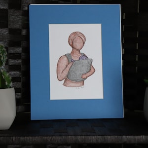Hand gezeichnet E-Stift und Tinte Wand hängen süße junge Eltern mit Säugling "Baby an Bord"