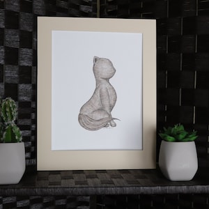 Hand drawn pen and ink wall hanging proud cat &quot;Pretty Kitty&quot;