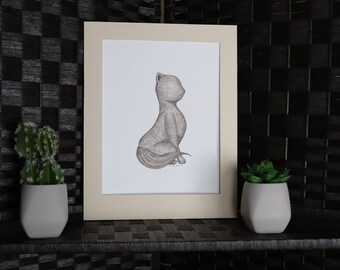 手描きのペンとインクの壁掛け自慢の猫「かわいい子猫」
