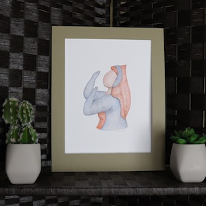 Hand drawn pen and ink wall hanging woman  &quot;La Donna&quot;