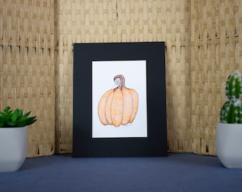 Hand drawn pen and ink wall hanging Halloween/Fall Pumpkin with spider web