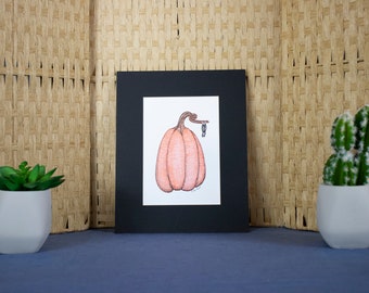 Stylo dessiné à la main et mur d'encre accrochant la citrouille d'Halloween/automne avec la chauve-souris