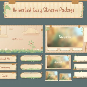 Animated Cozy Stream Package for Twitch - Customizable Screens, Overlays, Alerts, Panels, and more!