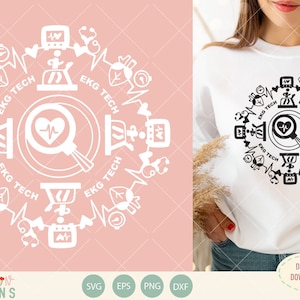 EKG tech mandala | svg-dossier | Alleen digitaal downloaden | Essentiële werknemer svg | gezondheidszorg clipart | mandala svg | cricut cameo cut bestand svg
