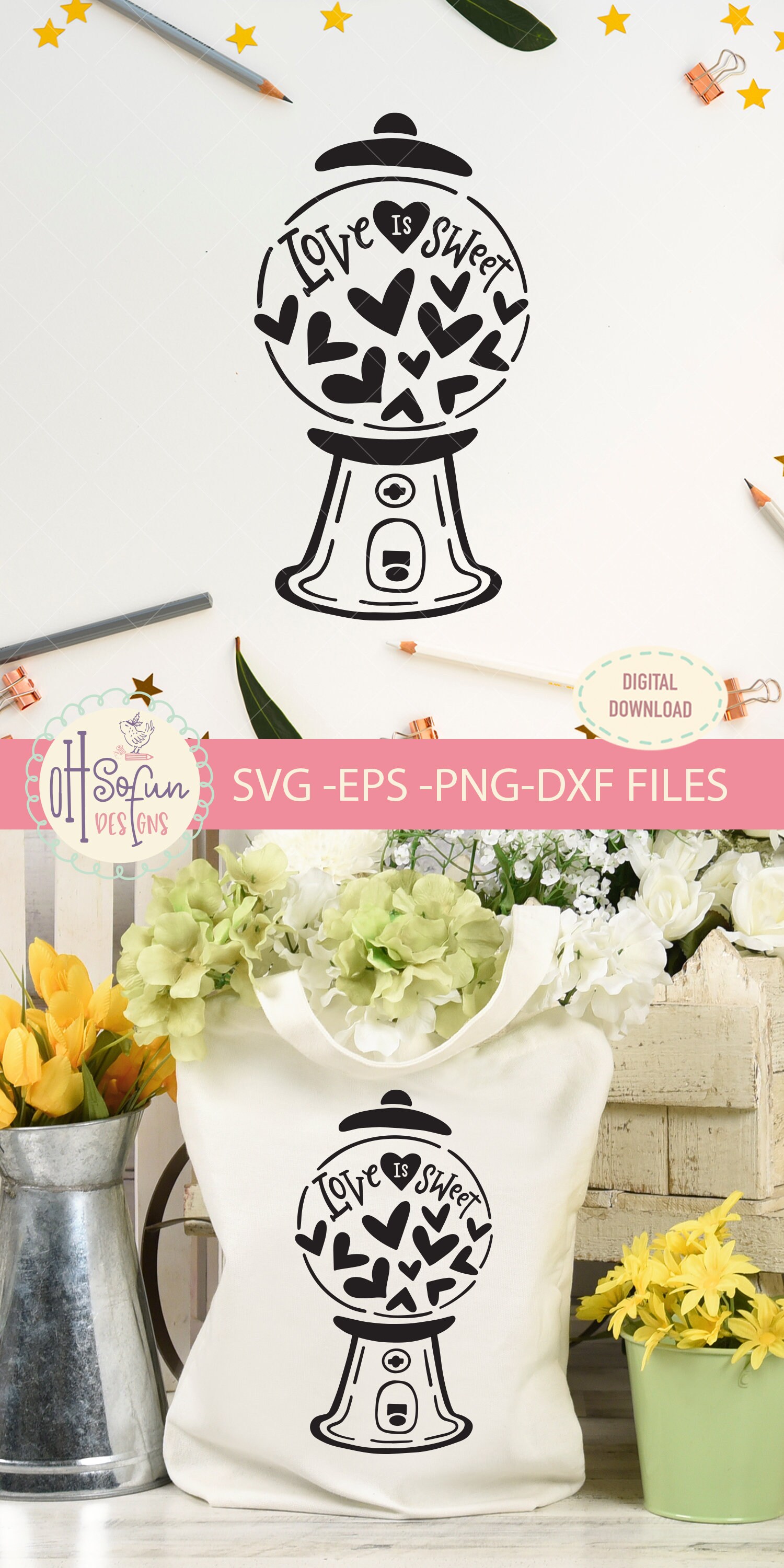 Love is Sweet SVG File Digital Download ONLY Valentine | Etsy