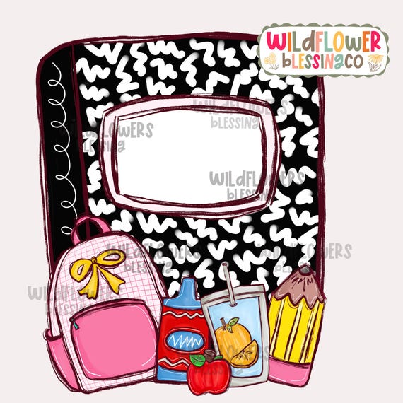 School Composition Book Name Plate PNG Sublimation, Add your own name and grade, Hand-drawn Kids T-Shirt Design (Digital Download)