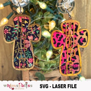 Bundle SVG Laser File, Cross Sun Catcher Ornament, Digital Download, Christian Ornament svg, Laser and cricut file included, Bible quote