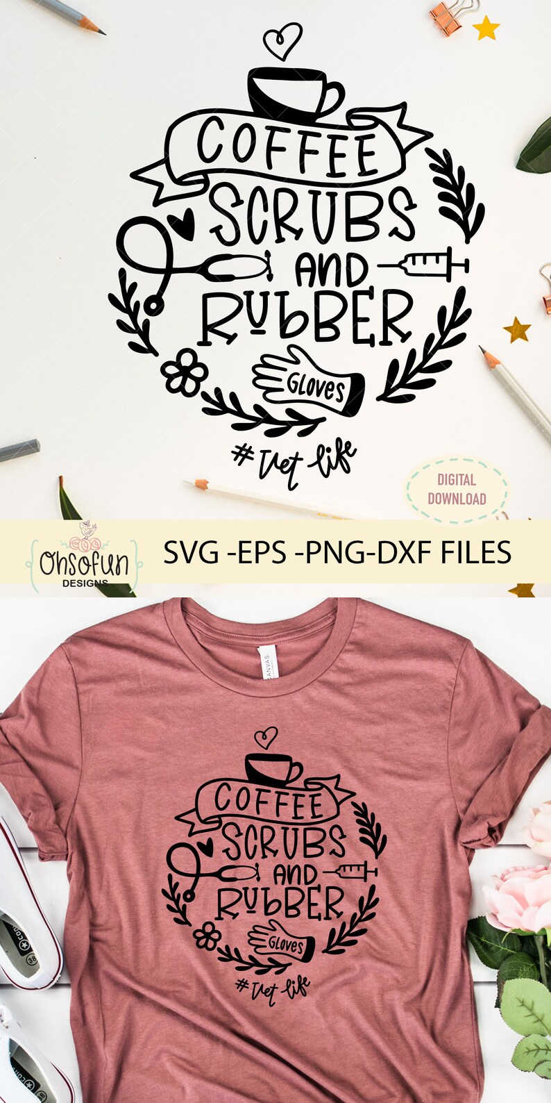 Download Coffee scrubs rubber gloves SVG PNG cameo cricut cut files | Etsy