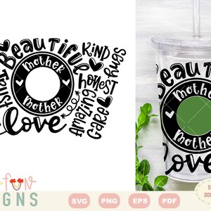 Svg mother typography 24oz Venti Cold cup Starbuck wrap | seamless cold cup | DIGITAL DOWNLOAD ONLY | Mother&#39;s Day subway art