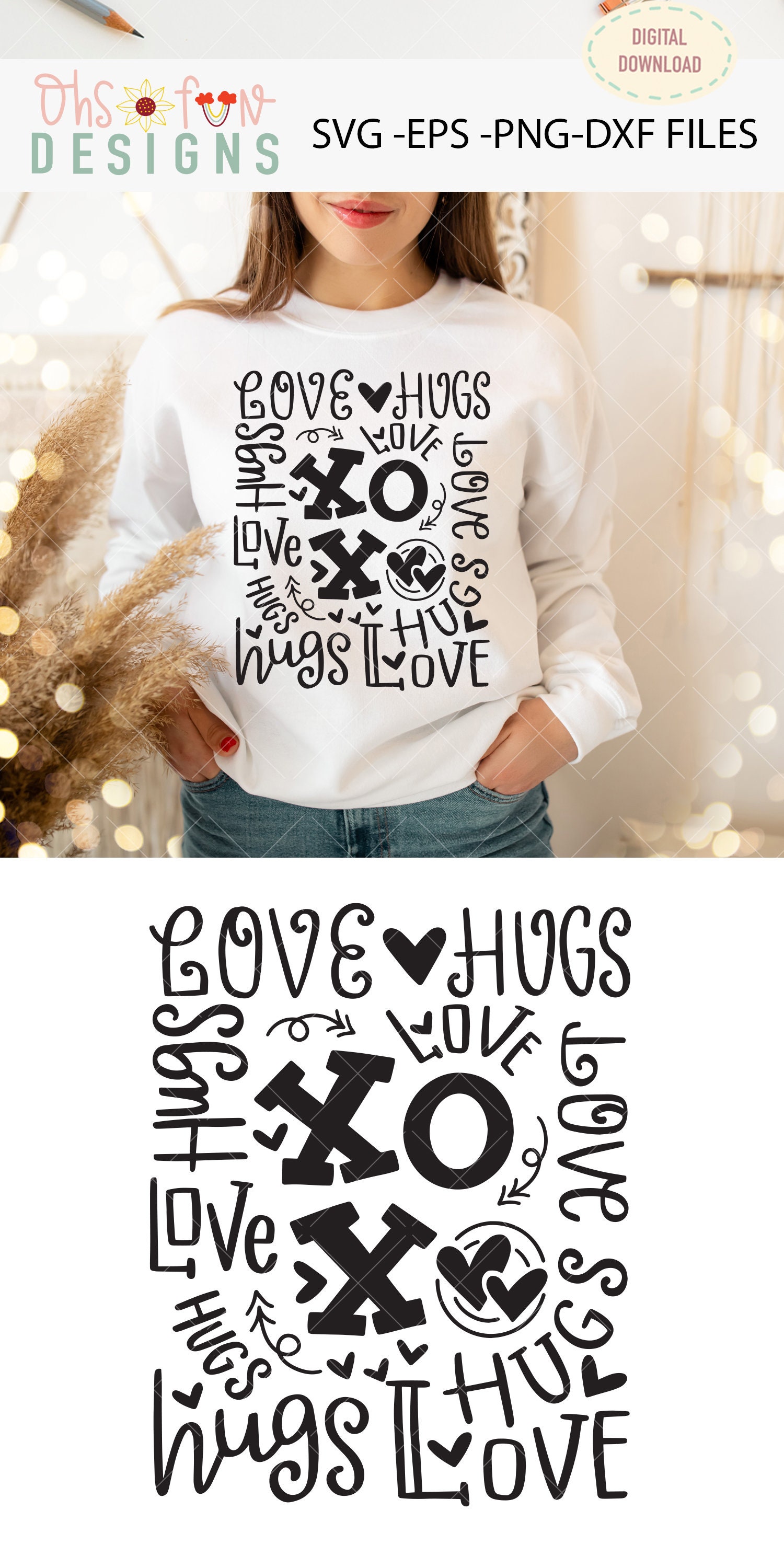 Valentine Xoxo Svg File | DIGITAL DOWNLOAD ONLY | Valentine Typography ...