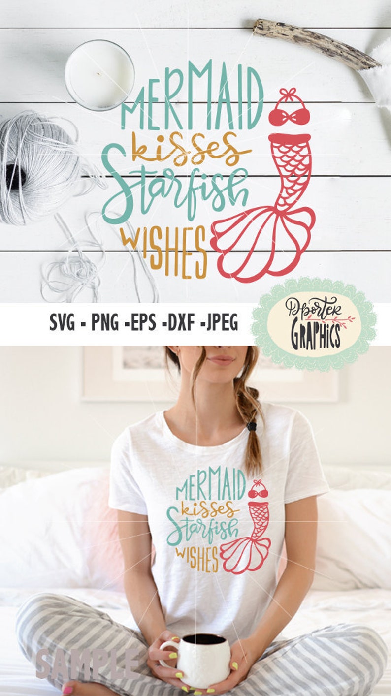 Download Mermaid kisses starfish wishes SVG PNG cameo cricut ...