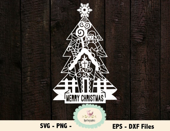 Download Free Christmas Tree Ginger Bread House Paper Cut Svg Merry Etsy SVG DXF Cut File