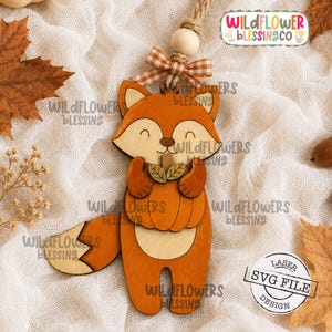 Fox Fall Autumn Ornaments SVG Laser Cut File,  Pumpkin Ornament(Digital Download)
