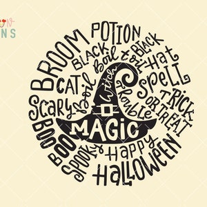 Hexe Halloween Hut Typografie, Svg-Datei, DIGITAL DOWNLOAD nur, Halloween-T-shirt-Design, Hand Schriftzug, Halloween Clipart
